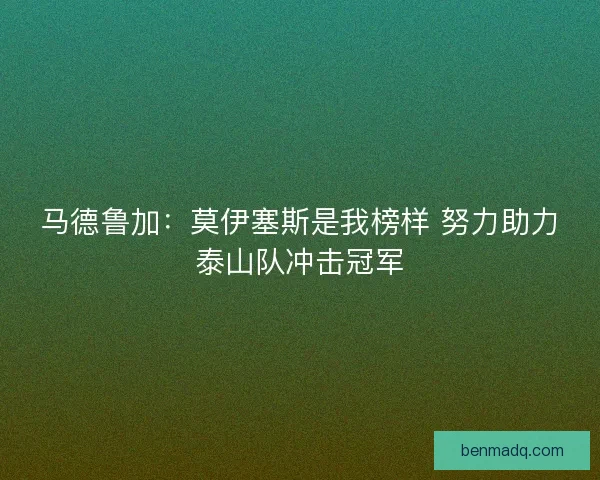 马德鲁加：莫伊塞斯是我榜样 努力助力泰山队冲击冠军